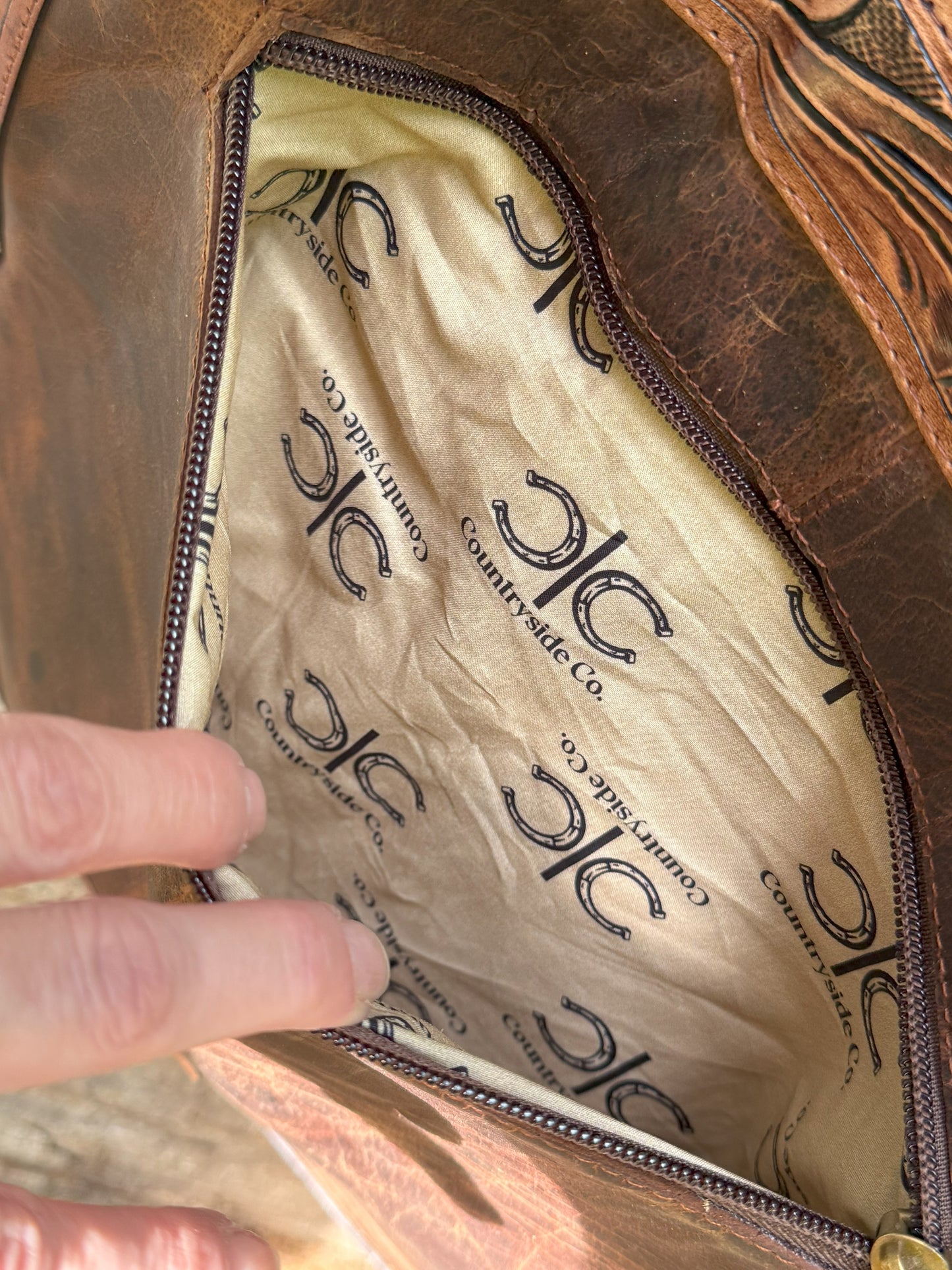 Charlotte Women's Tooled Leather Cowhide Tote, Purse, Laptop Bag