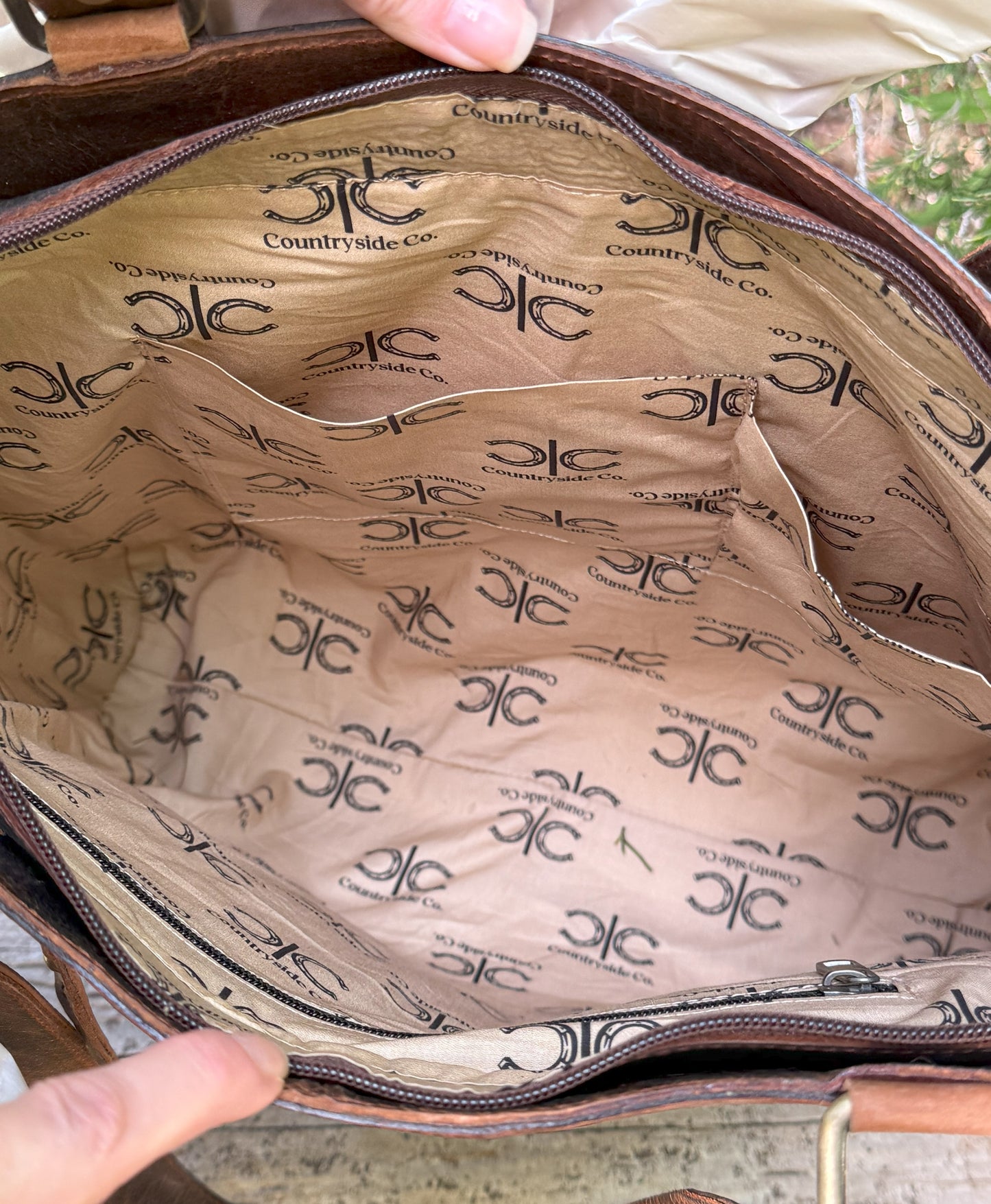 Charlotte Women's Tooled Leather Cowhide Tote, Purse, Laptop Bag