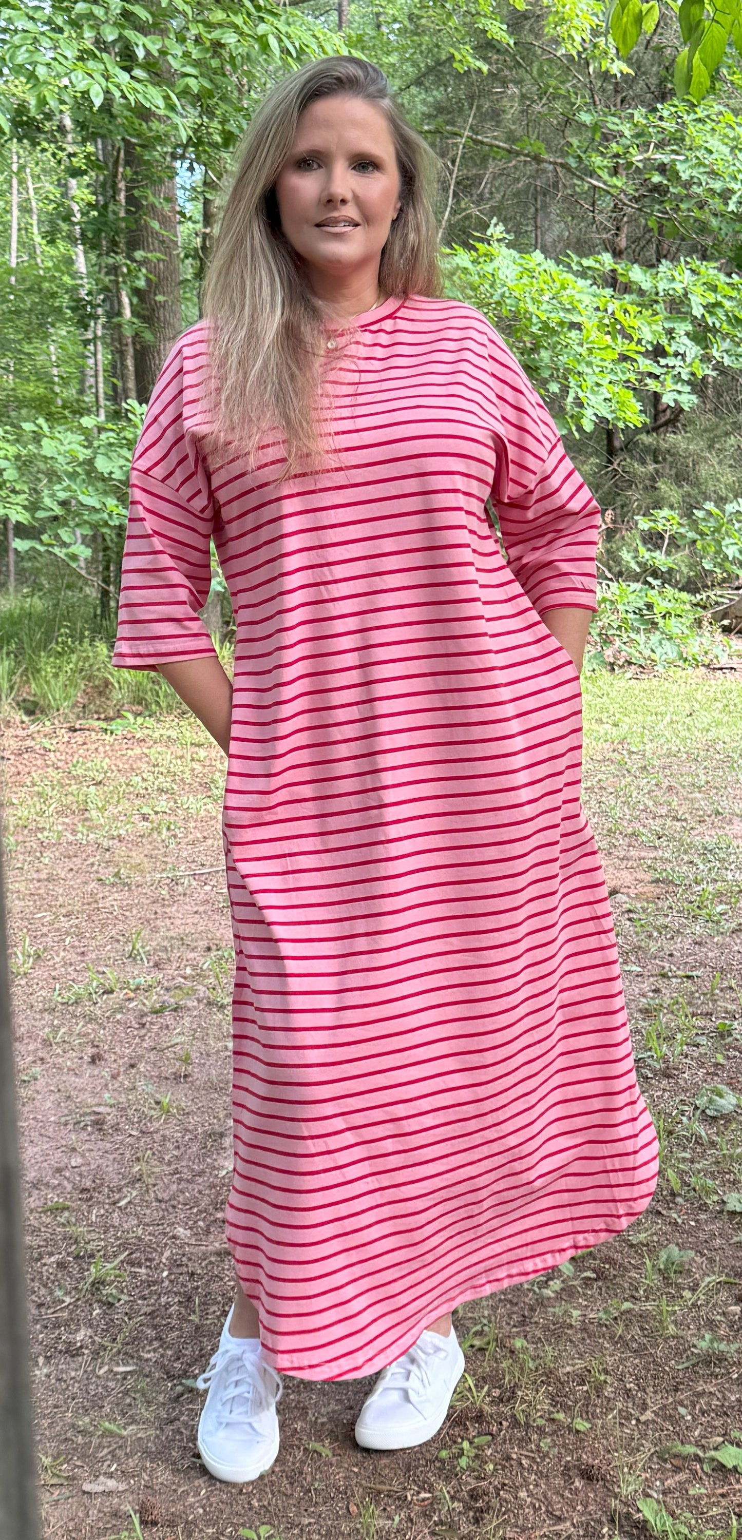 Strawberry Striped T Shirt Dress