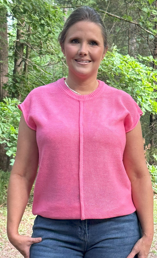 Charlies Crew Neck Knitted Casual Sweater - Bubble Gum Pink