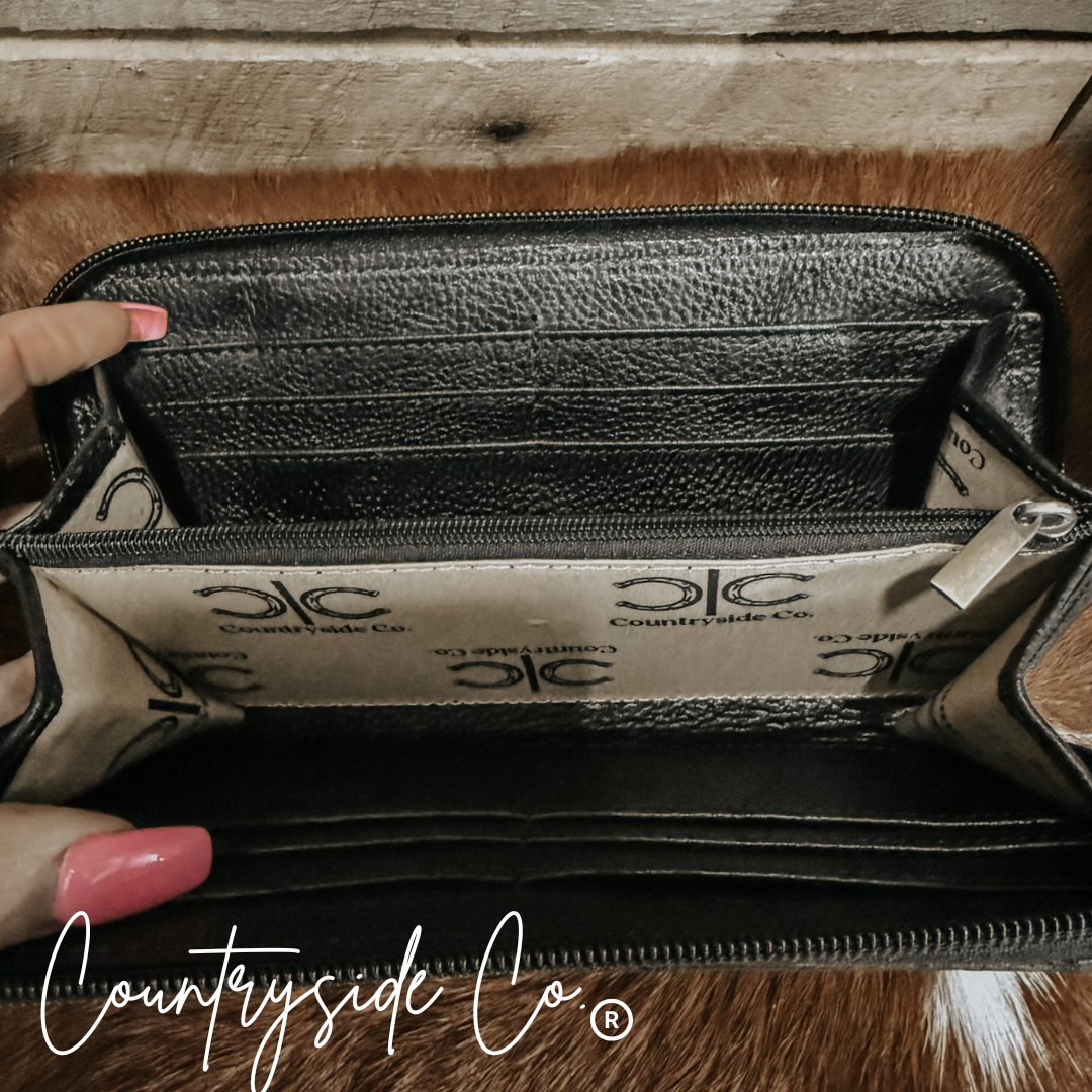 Calypso Women's Cowhide Wallet Wristlet Checkered