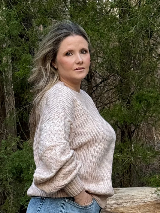 Aurelia Sweater Oatmeal Cable Knitted