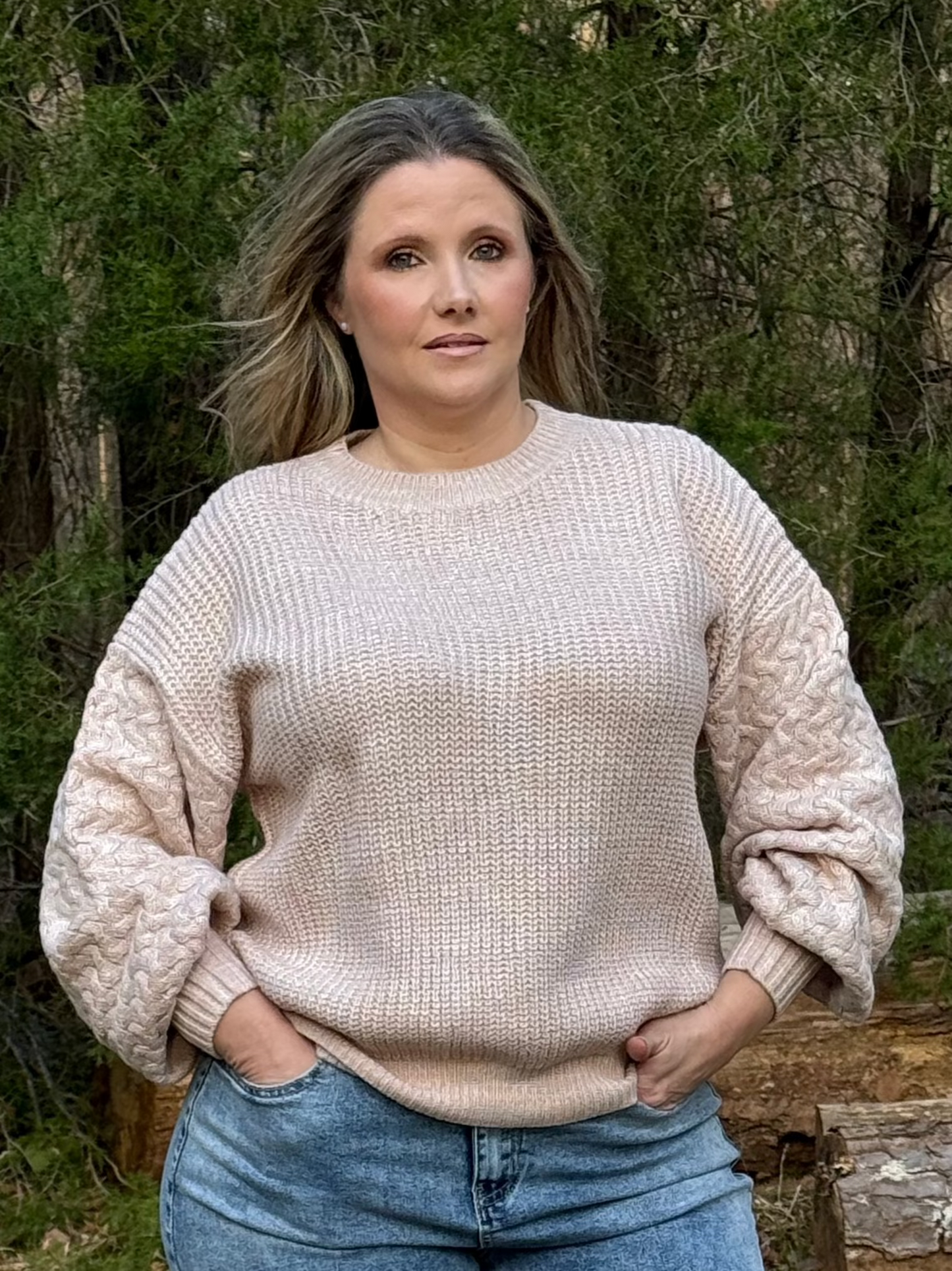Aurelia Sweater Oatmeal Cable Knitted