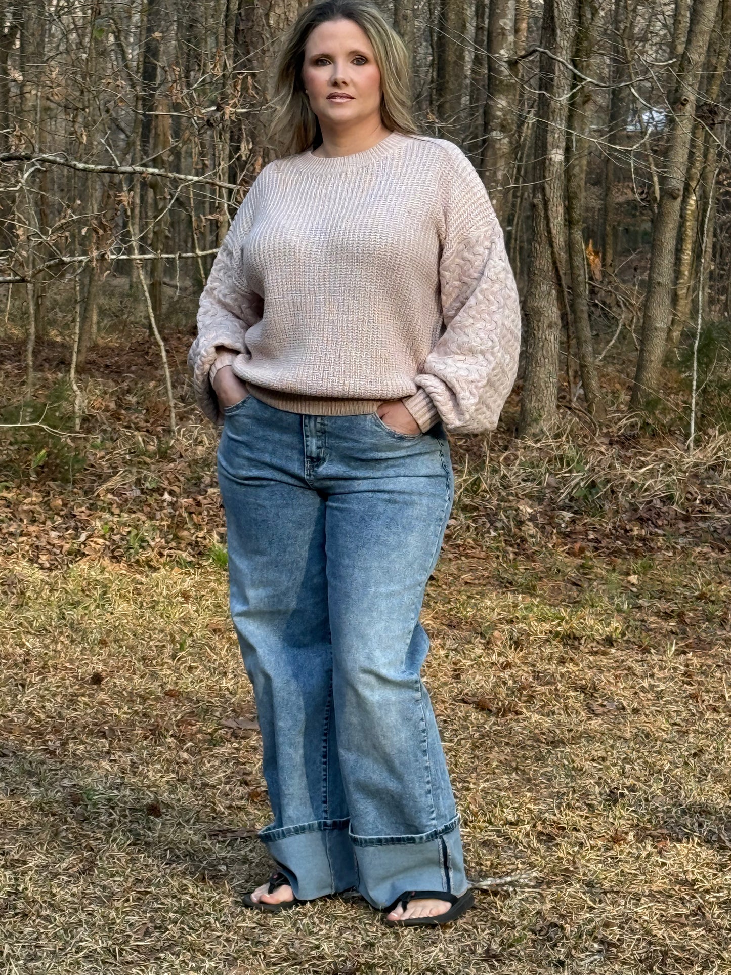 Aurelia Sweater Oatmeal Cable Knitted