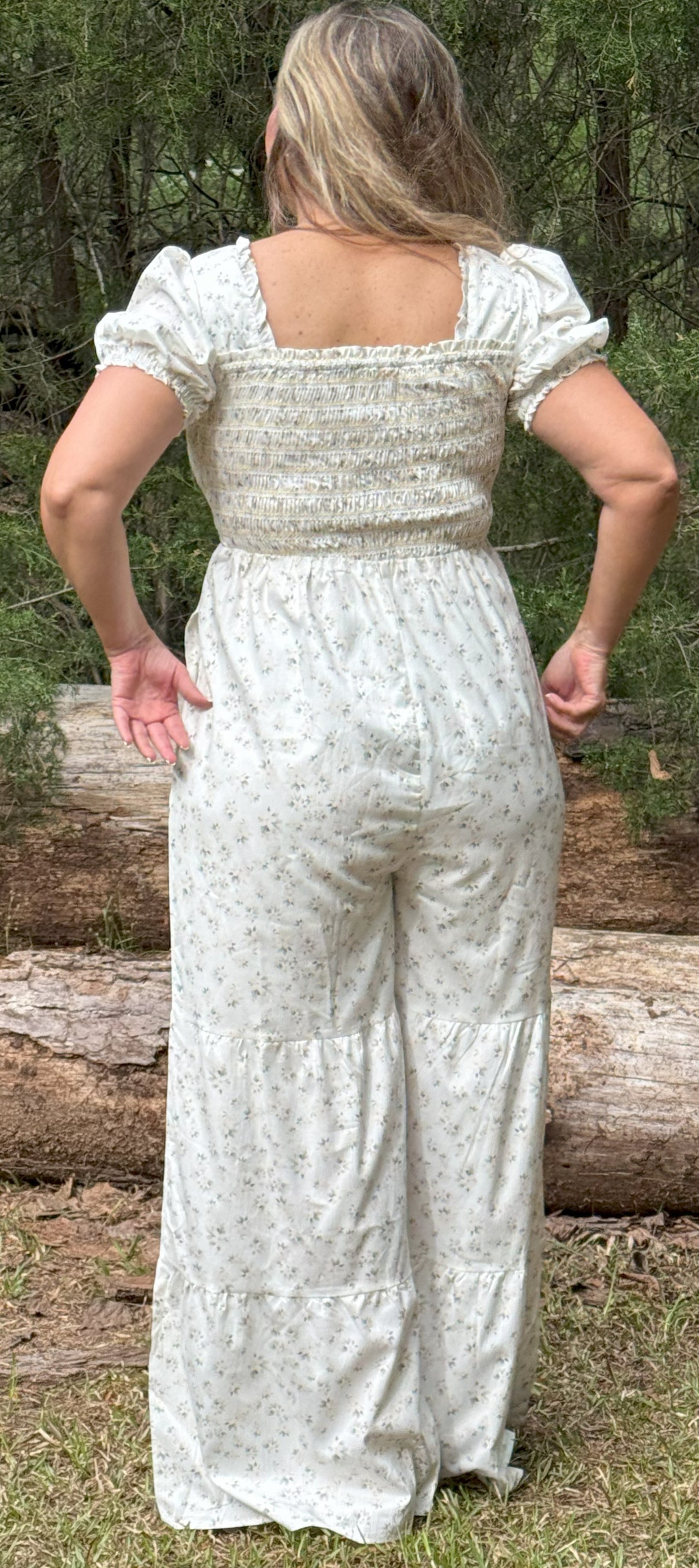 Brandy Boho Style Floral Smocked Jumpsuit