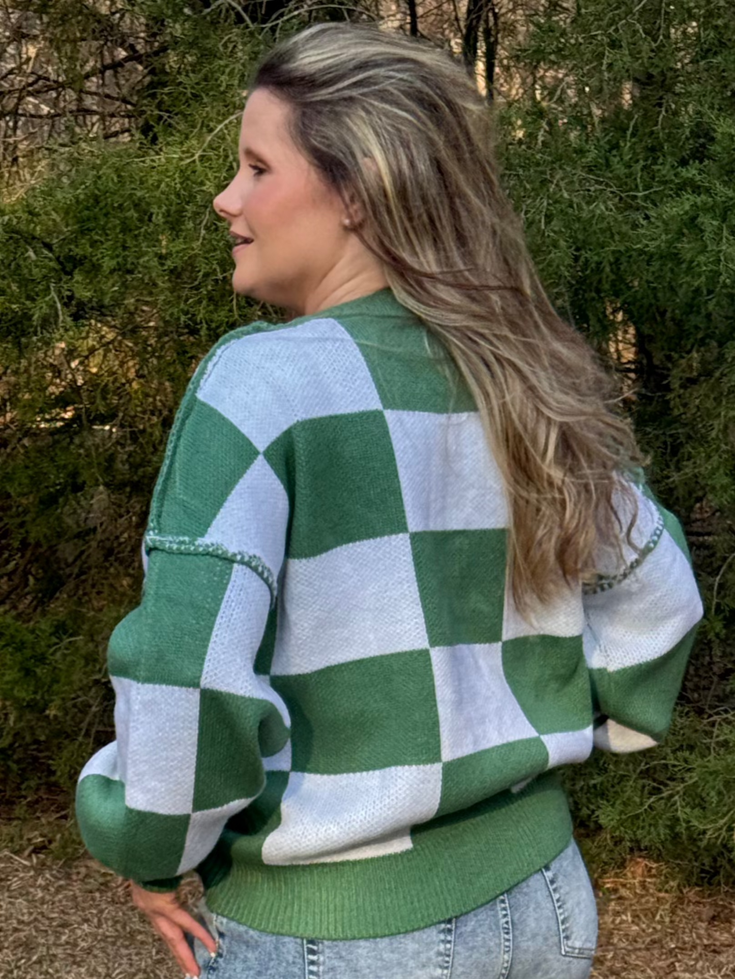 Alice Sweater Checkmate Block Style Checkered Pattern
