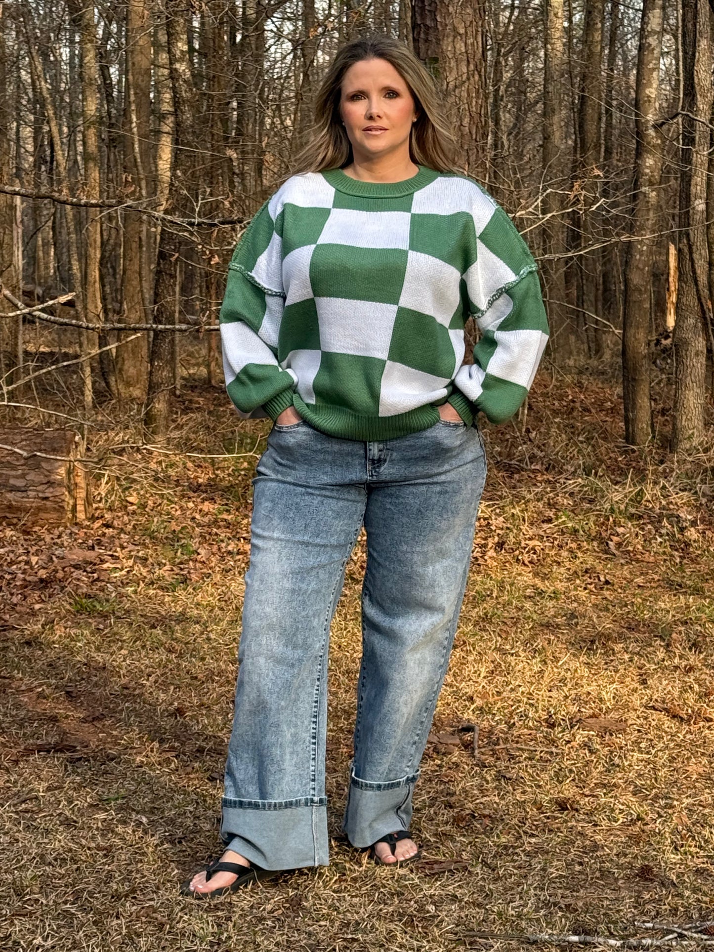 Alice Sweater Checkmate Block Style Checkered Pattern